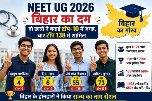 बिहार के लालों का कमाल: NEET UG 2026 में चार छात्रों ने बनाई देश के टॉप-138 में जगह